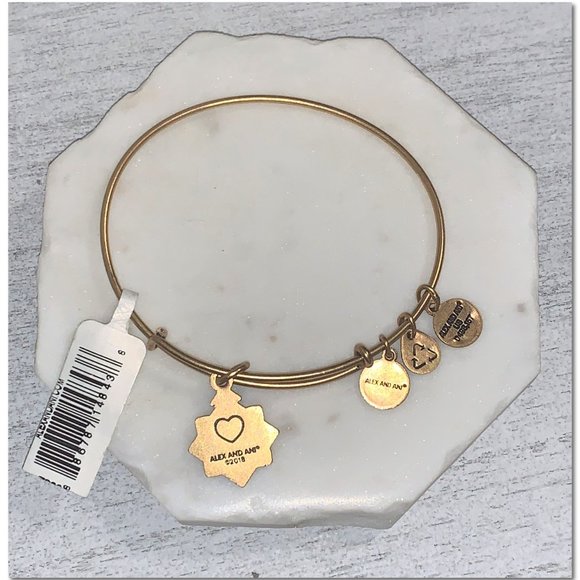 Alex and Ani Friend Charm Bangle Bracelet Gold Because I Love You Friend Tag - Picture 4 of 5